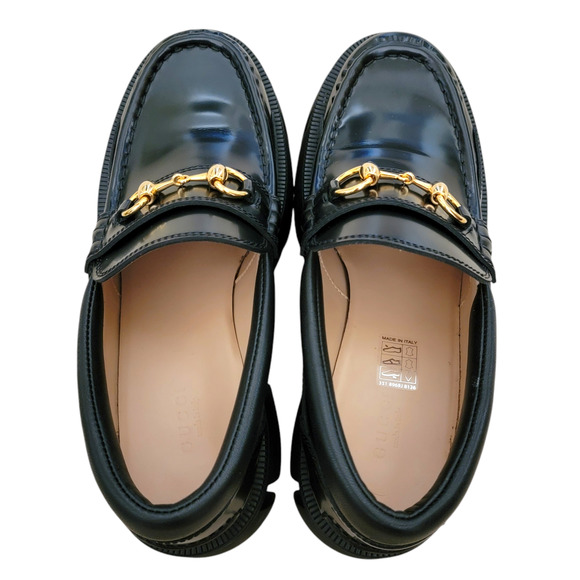 Gucci Black Horsebit Magnum Leather Lug Sole Loafer 9 39 656869 - Picture 4 of 15